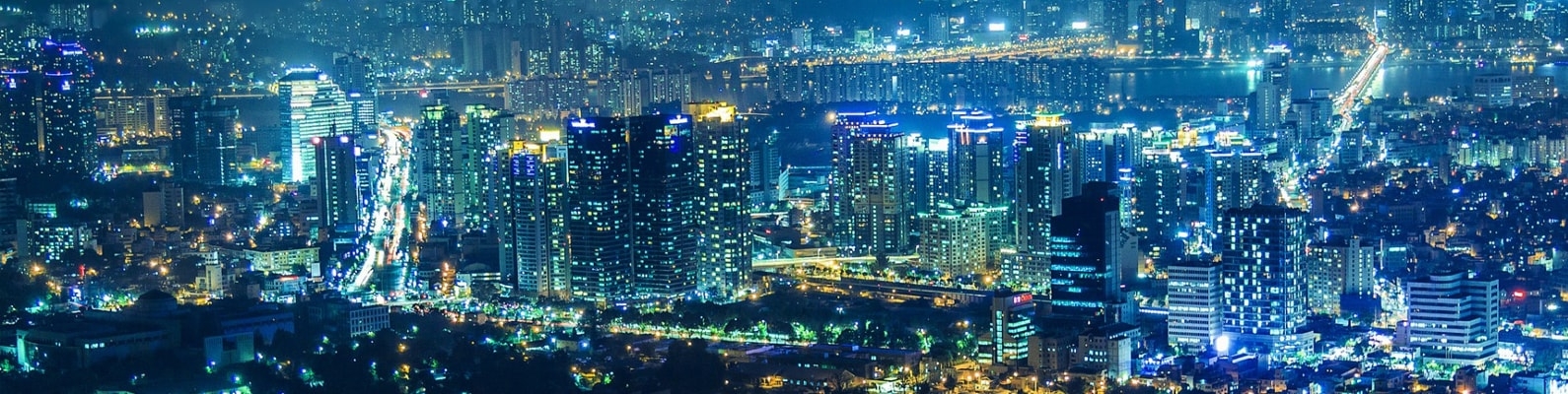 Южная Корея, Сеул, дома, панорама, небоскрёбы, город, огни, вид, ночь